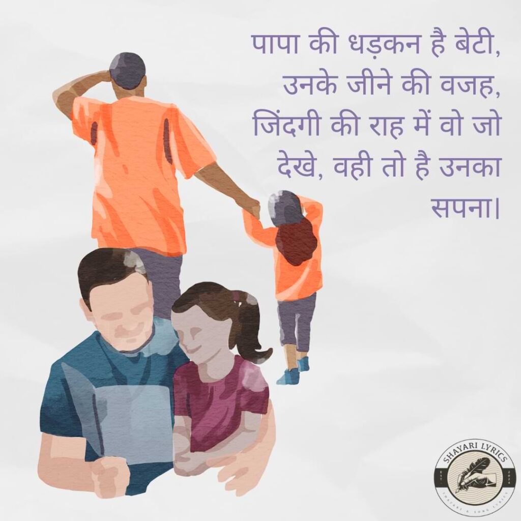 पापा की धड़कन है बेटी, उनके जीने की वजह,जिंदगी की राह में वो जो देखे, वही तो है उनका सपना।