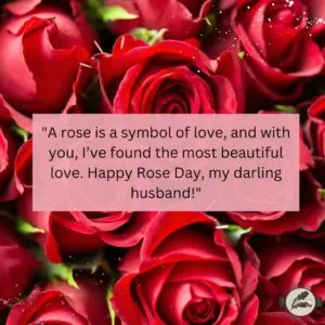 "A rose is a symbol of love, and with you, I’ve found the most beautiful love. Happy Rose Day, my darling husband!"