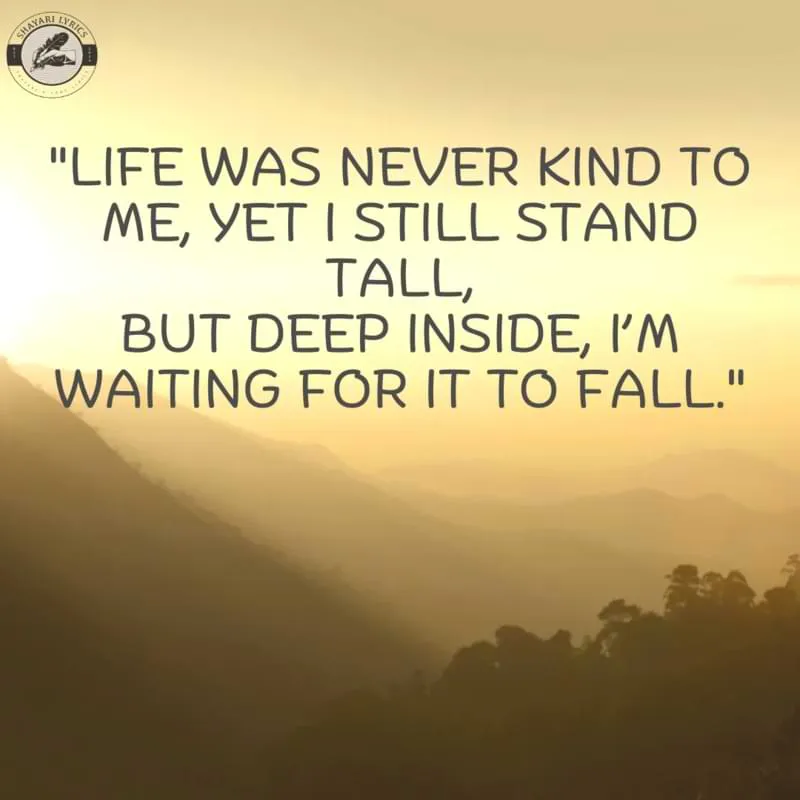 "Life was never kind to me, yet I still stand tall,But deep inside, I’m waiting for it to fall."