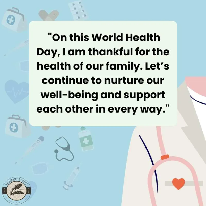 "On this World Health Day, I am thankful for the health of our family. Let’s continue to nurture our well-being and support each other in every way."