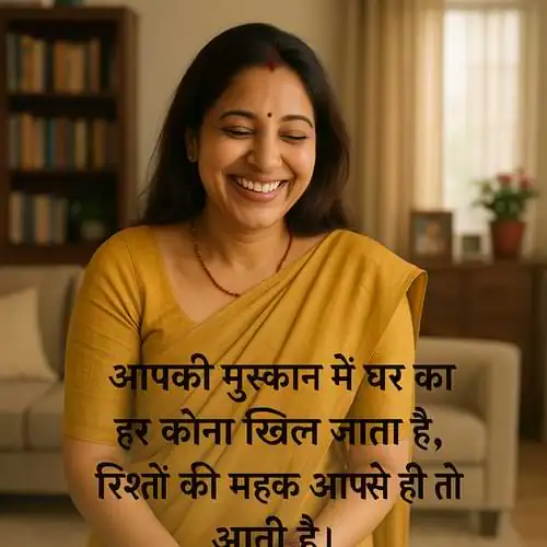 “आपकी मुस्कान में घर का हर कोना खिल जाता है, रिश्तों की महक आपसे ही तो आती है।”