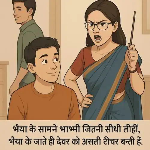 “भैया के सामने भाभी जितनी सीधी लगती हैं, भैया के जाते ही देवर को असली टीचर बनती हैं।”