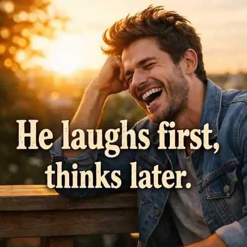 “He laughs first, thinks later.”