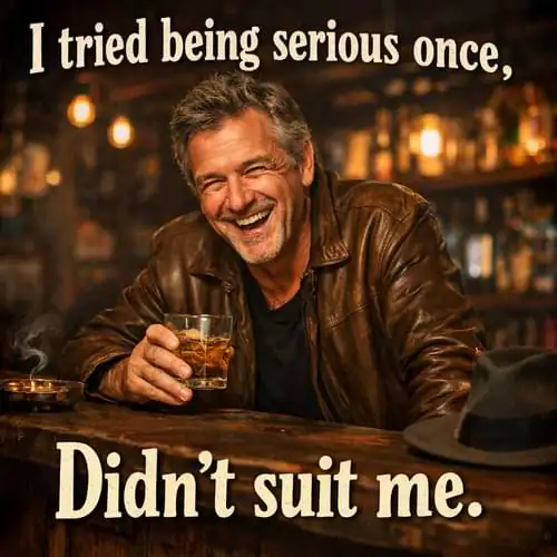 “I tried being serious once, didn’t suit me.”