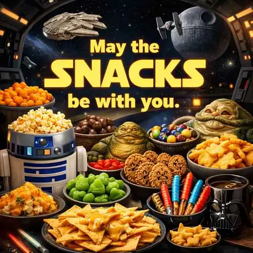 “May the snacks be with you.”