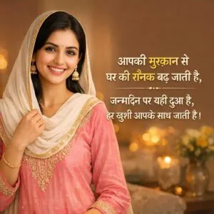 आपकी मुस्कान से घर की रौनक बढ़ जाती है,जन्मदिन पर यही दुआ है, हर खुशी आपके साथ जाती है।