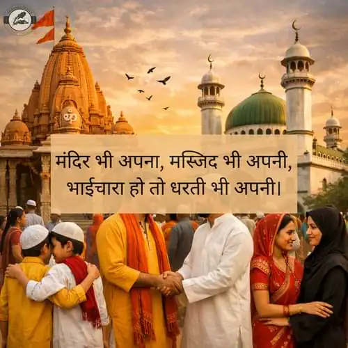 मंदिर भी अपना, मस्जिद भी अपनी, भाईचारा हो तो धरती भी अपनी।